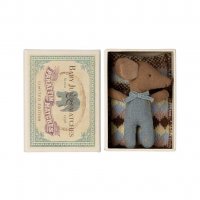 Sleepy wakey baby mouse - Knuffel muis in luciferdoosje Blue